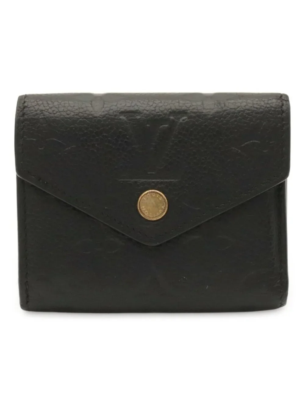 Louis Vuitton Monogram Empreinte Portefeuille Zoe Trifold Wallet Noir Black Gold